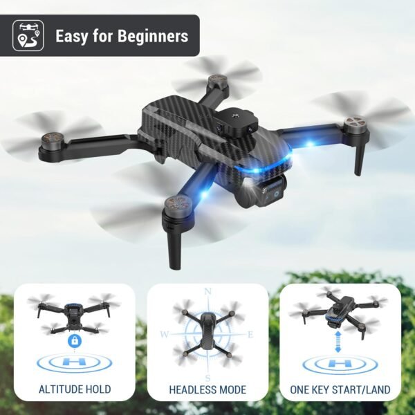 4K Drones with Camera for Kids,Drones for Adults with Emergency Stop, Headless Mode, 360° Flips, Carrying Case & 2 Batteries,Wireless RC Toys for Boys Girls
