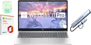 HP 15.6" Touchscreen Business Laptop, 64GB RAM 2.5TB Storage (2TB SSD+512GB Docking Station Set), 6-Cores Intel Core i3, Windows 11 Pro with Microsoft Office Lifetime Suite, PLUSERA Earphones, Silver
