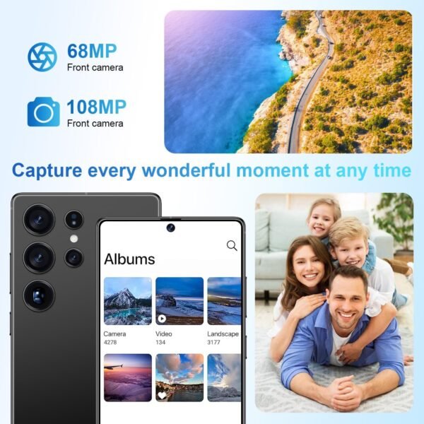 I25 Ultra Unlocked Cell Phone, Built in Pen, Smartphone Battery 7000mAh, 6.99" HD Screen Unlocked Phones, 8+256GB 5G The Phone Android 14, Face ID/Fingerprint Lock/GPS (Black)