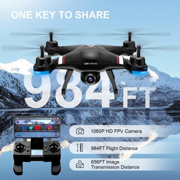 TENSSENX GPS Drone with 1080P HD Camera for Adults and Kids, 5G Transmission FPV Drone, TSRC X7 RC Quadcopter with 2 Batteries, Auto Return, Follow Me, Altitude Hold, Easy for Beginners