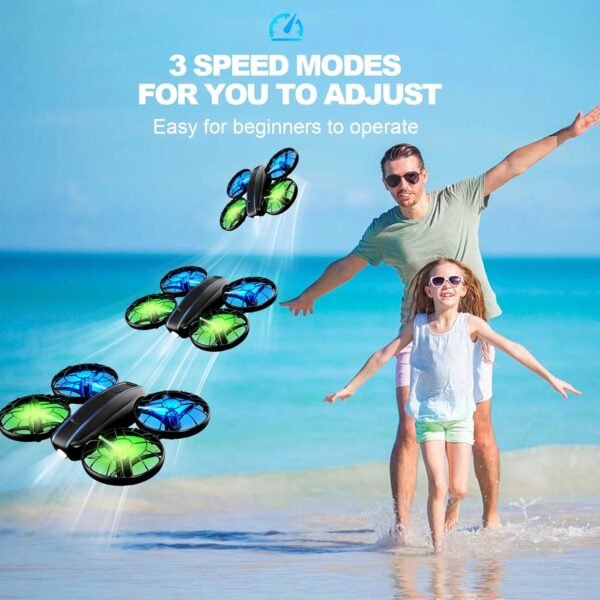 RC Drone for Kids and Beginner, Small RC Quadcopter with Lights and 3D Flip, Altitude Hold, Headless Mode, Propeller Full Protect, Easy to Fly Toys Drone for Kids Boys and Girls Gift (2 Batteries)