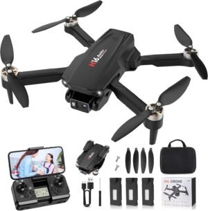 Drone with Camera, 1080P HD FPV Drones with Camera, Foldable RC Quadcopter Helicopter Toys for Boys Girls, Altitude Hold, Headless Mode, One Key Start, 3 Batteries, Black