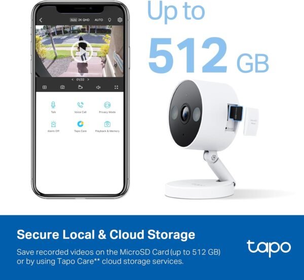 Tapo TP-Link 2K QHD Security Camera, Indoor/Outdoor, 𝟮𝟬𝟮𝟰 𝗣𝗖𝗠𝗮𝗴 𝗘𝗱𝗶𝘁𝗼𝗿'𝘀 𝗖𝗵𝗼𝗶𝗰𝗲, Color Night Vision, Free Person/Pet/Vehicle Detection, Invisible IR Mode, SD Storage, C120