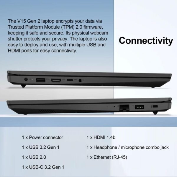 Lenovo V15 Lightweight Laptop, 15.6” 1080p Anti-Glare Display, Business and Everyday Use, 16GB RAM, 1TB SSD, Intel Processor, Windows 11 Pro, HDMI, Wi-Fi, Webcam with Privacy Shutter, Black