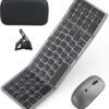 Foldable Keyboard and Mouse for Laptop, Travel Bluetooth Folding Keyboard Mouse with Portable Case, Rechargeable Keyboard for Business, 2.4G Wireless & Bluetooth, for iPad Tablets Laptop iOS Android