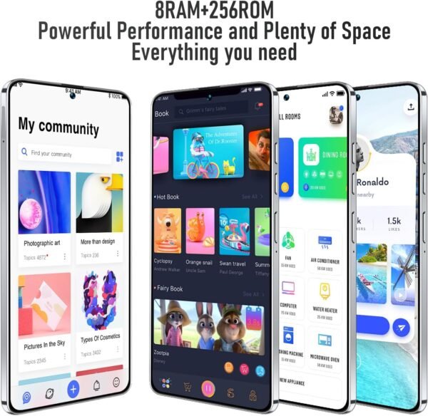 Unlocked Cell Phone Pova5 Pro Smartphone 8GB+256GB Android Phone 24MP+50MP Camera 6800mAh Battery 6.82-inch HD Screen Mobile Phone 5G Dual SIM (White)