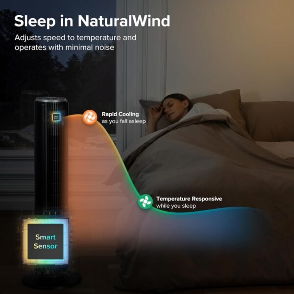 LEVOIT Classic 36 inch Tower Fan for Bedroom, 25ft/s Airflow Standing Fan that Blows Cold Air for Home, 90° Oscillation, Quiet 28dB, Remote, 12H Timer, 5 Speeds, 4 Modes with Smart Sensor, Black