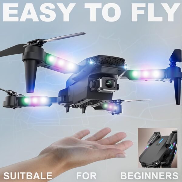 BEZGAR Mini Drone with Camera for KIds - 1080P HD FPV RC Quadcopter with 90° Adjustable Lens, Coloeful LED Lights, Gestures Selfie, One Key Start, 360° Flips,Toys Gifts RC Drone for Boys Girls Black