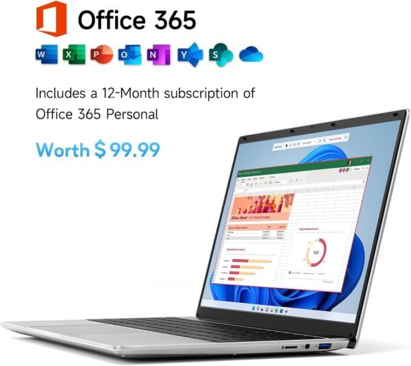 jumper Laptop, 12GB RAM 640GB Storage, 5305U Processor, Office 365-1 Year, 15.6 Inch Computer, FHD IPS Screen, 38Wh Battery, 2 Stereo Speakers, USB3.0 * 2, Type-C, WiFi-5.