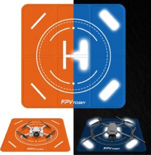 FPVtosky Nighttime Reflective Drone Landing Pad, Portable 20"(51cm) Fast-fold Double Sided Waterproof Landig Pad Weighted for DJI Flip/Neo/Mini 4k/Mini 4 Pro/Mini 3/Air 3S/Avata 2/Mavic 3 Pro etc