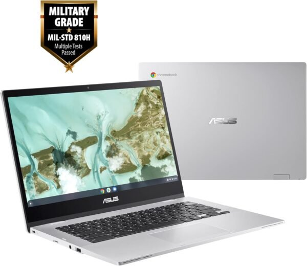 ASUS Chromebook CX1, 14" FHD, Intel® Celeron N4500 Processor, 64GB Storage, 4GB RAM, ChromeOS, Transparent Silver, CX1400CKA-AS44F