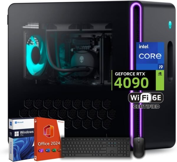 Alienware Aurora R16 Gaming Desktop PC, NVIDIA RTX 4090 24GB GDDR6X, Intel i9 14900KF(Up to 6.0GHz), AlienFX Liquid Cooling, Wi-Fi 6E, 64 GB DDR5, 4 TB SSD, Custom RGB Lights, Win 11 Pro, Office 2024