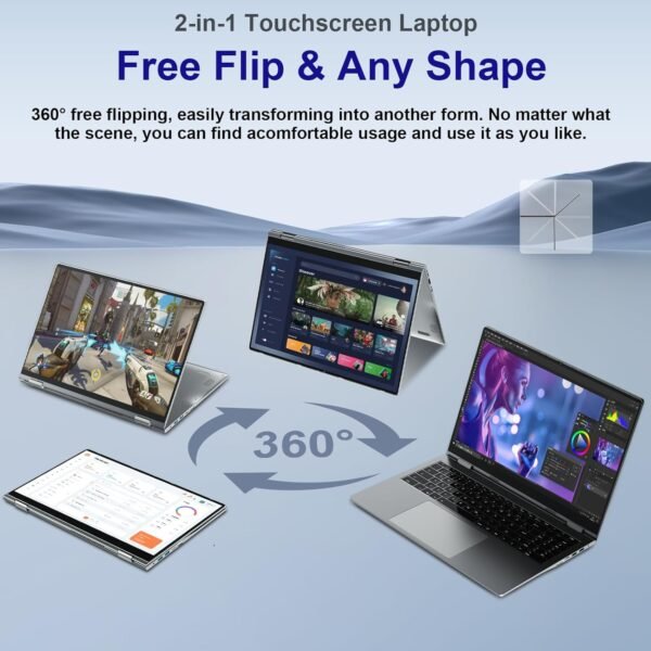 jumper 2 in 1 Laptop, 16 inch Convertible Laptop Computer with IPS FHD 360 Degree Touchscreen, 1152GB Storage, 32GB RAM, Fingerprint Reader, Backlit Keyboard, Celeron N5095, 53.2WH
