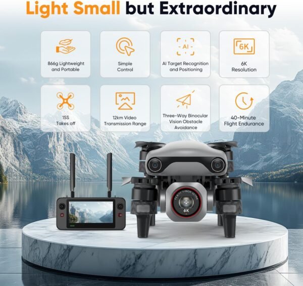 Autel Robotics EVO Lite 6K Enterprise, 1'' CMOS 6K Camera, F2.8~F11 Aperture,16x Digital Zoom, 40 Minutes Flight, 2025 AI Target Recognition, 12KM Transmission, Autel Smart Controller SE V2