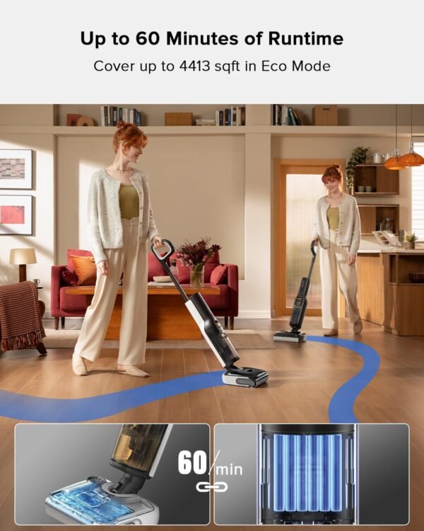 roborock F25 Wet Dry Vacuum Cleaner, Cordless Vacuum Mop All in One with 20000Pa, 194°F Hot Air Flash Drying & Hot Water Self Cleaning, Zero-Tangle Wet Mop Cleaner for Hard Floor, 180° Lie Flat