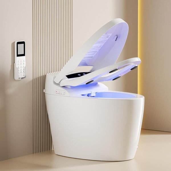 Smart Toilet,Tankless Toilet with Warm Water Sprayer and Dryer, Foot Sensor Operation,Bidet with Heated Seat Smart with Bidet Built In Fahrenheit LED Display