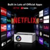 【Netflix-Officially-Licensed】TMY Mini Projector with WiFi and bluetooth, 1080P Full HD Portable Projector, Movie Projector Compatible with TV Stick Smartphone/HDMI/USB, indoor & outdoor use