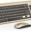 Wireless Keyboard and Mouse Ultra Slim Combo, TopMate 2.4G Silent Compact USB 2400DPI Mouse and Scissor Switch Keyboard Set with Cover, 2 AA and 2 AAA Batteries, for PC/Laptop/Windows/Mac - Gold Black