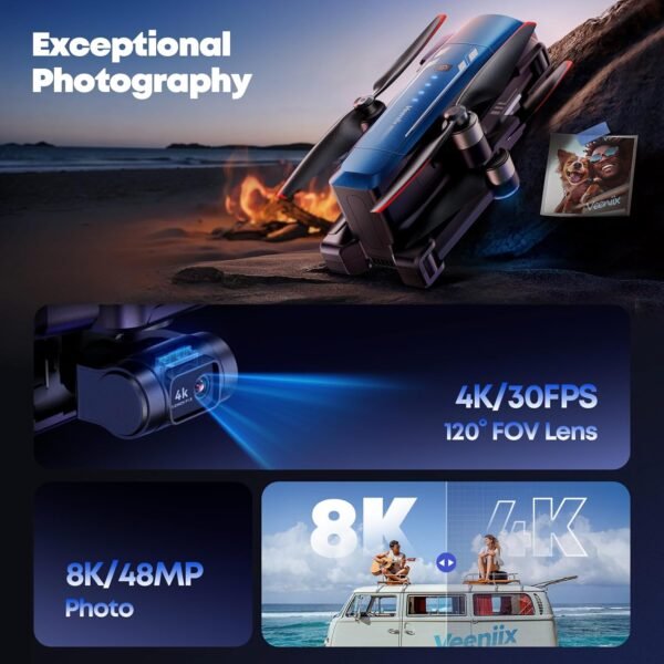 V11PRO Drone with 8K Camera for Adults, 3-Axis Gimbal Drone with 4K/30fps Video, 1/2 CMOS Sensor, 80min Flight Time with 2 Batteries, 6KM Video Transmission Quadcopter, Professional Drone