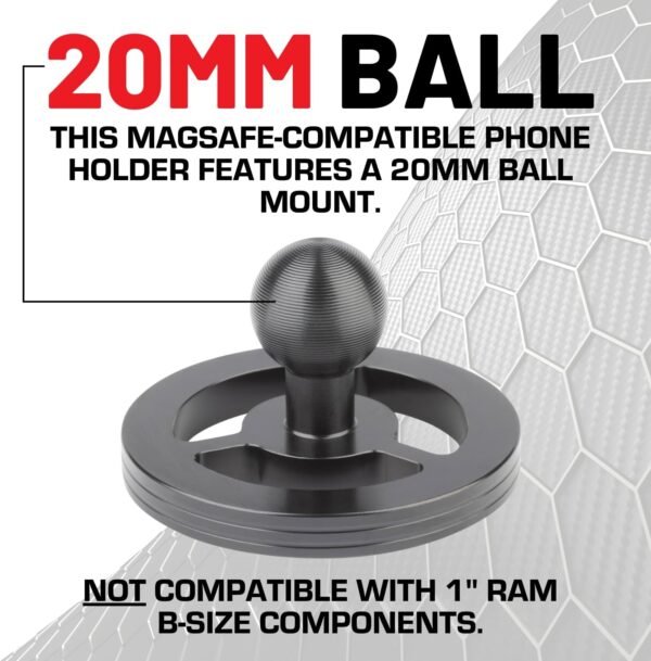 Bulletpoint Dash Mount Magnetic Cell Phone Holder Compatible with MagSafe iPhone Smartphones - 20mm (0.787 inches) Attachment Ball (MagSafe Holder with 7cm Arm)