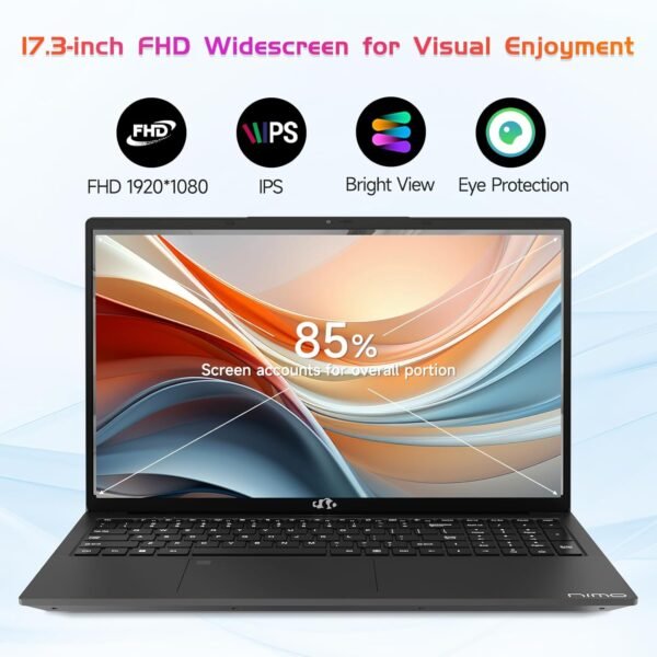 NIMO 17.3 FHD-Laptop，IPS Business Computer, 32GB RAM 1TB SSD 6 cores 12th Intel i3-1215U(up to 3.4 GHz) 65W Type C Laptop-Computer with Backlit Keyboard Fingerprint WiFi6 Win 11