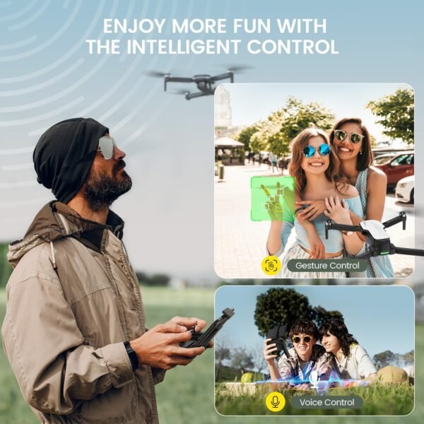 Holy Stone FPV Drone with 1080P HD Camera for Beginner Adults and Kids, HS280D Foldable RC Quadcopter with Brushless Motor, Optical Flow, Tap Fly, Voice Control, Gesture Selfie, 2 Modular Batteries