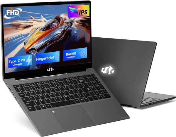 NIMO 15.6" IPS FHD-Student-Laptop, Intel Pentium Quad Core N100(Beat to i3-1115G4 Up to 3.4GHz) Computer with Backlit Keyboard Fingerprint 16GB RAM 256GB SSD WiFi 6 Win 11 Gray