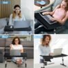 Laptop Bed Desk, X-Large Leather Adjustable Computer Bed Table Tray, Foldable Laptop Lap Desk for Bed Sofa Couch Floor Writing Eating Working with Drawer 2 Movable Stoppers (23.6 inch, Black)
