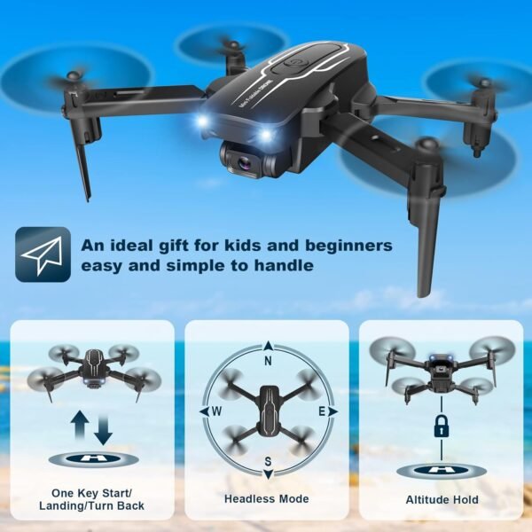 Mini Drone with Camera for Adults Youth - 1080P HD FPV Camera Drones with 90° Adjustable Lens, Gestures Selfie, One Key Start, 360° Flips, Toys Gifts RC Quadcopter for Boys Girls with 2 Batteries