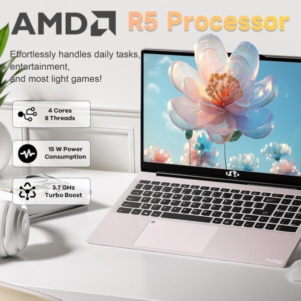 15.6" FHD IPS Business Laptop, 32GB RAM 1TB SSD, AMD Ryzen 5(Beat i3-1215U, 4 Cores Up to 3.7GHz), 65W Type-C, 2 Years Warranty, Fingerprint, Backlit Keyboard, Wi-Fi 5, BT5.2, Numpad, Rose Gold