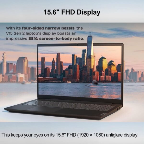 Lenovo V15 Lightweight Laptop, 15.6” 1080p Anti-Glare Display, Business and Everyday Use, 16GB RAM, 1TB SSD, Intel Processor, Windows 11 Pro, HDMI, Wi-Fi, Webcam with Privacy Shutter, Black