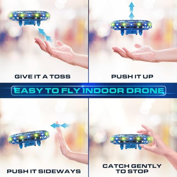Force1 Scoot Pro Hand Operated Drone for Kids or Adults- Induction Hands Free Motion Sensors Mini Drones with Bright LED Projection, 360 Flips, Easy Indoor Small UFO Flying Orb Ball Drone Toy for Boys Girls