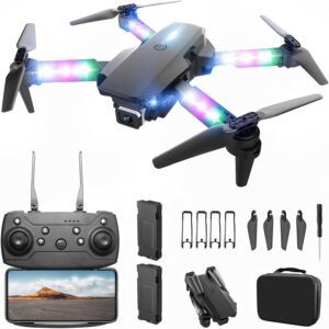 BEZGAR Mini Drone with Camera for KIds - 1080P HD FPV RC Quadcopter with 90° Adjustable Lens, Coloeful LED Lights, Gestures Selfie, One Key Start, 360° Flips,Toys Gifts RC Drone for Boys Girls Black