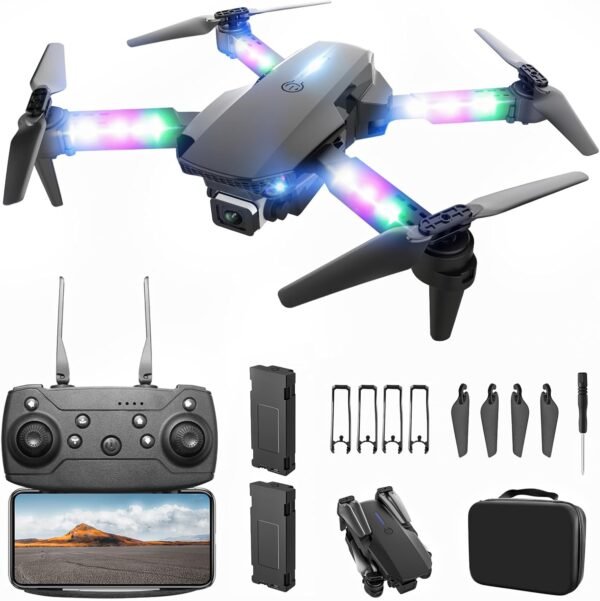 BEZGAR Mini Drone with Camera for KIds - 1080P HD FPV RC Quadcopter with 90° Adjustable Lens, Coloeful LED Lights, Gestures Selfie, One Key Start, 360° Flips,Toys Gifts RC Drone for Boys Girls Black