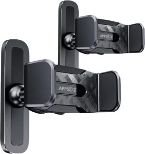 APPS2Car [2 Pack] Gym Magnetic Phone Holder, 360 Adjustable, Compatible with 4.7-6.5" Smartphones, Alloy Base and Joint, Black