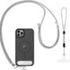 CACOE Phone Lanyard 2 Pcs-1 Pcs Adjustable Neck Strap,1 Pcs Wrist Strap,2 Pcs Pads,Universal Crossbody Multifuctional Cell Phone Lanyards Compatible with Most Smartphones(Gray)