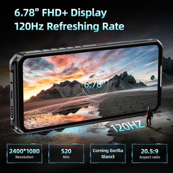 B2 Ultra Rugged Smartphone, 24GB(12+12) RAM+256GB ROM, 6.78" FHD+ 120Hz Display, 200MP+64MP Night Vision Android 13 Cellphone, 15000mAh Battery (65W), IP68 IP69K Phone Unlocked/NFC/WiFi/OTG