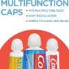 Toothpaste Caps SqueezMe by Chrome Cherry, Self-Closing Silicone Caps, Mess-Free Toothpaste Dispenser Squeezer Lids for Kids, Adults, Bathroom Accessories for Tooth and Gum Health (Clear 3-Pack)