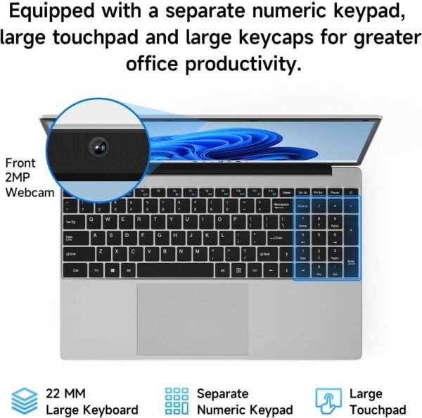 jumper Laptop, 12GB RAM 640GB Storage, 5305U Processor, Office 365-1 Year, 15.6 Inch Computer, FHD IPS Screen, 38Wh Battery, 2 Stereo Speakers, USB3.0 * 2, Type-C, WiFi-5.