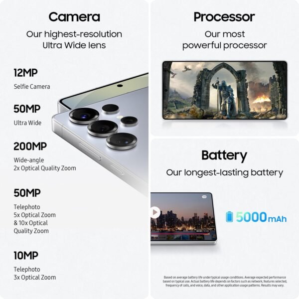 SAMSUNG Galaxy S25 Ultra Cell Phone, 512GB, AI Smartphone, Unlocked Android, AI Camera, Fast Processor, Long Battery Life, 2025, Titanium Whitesilver