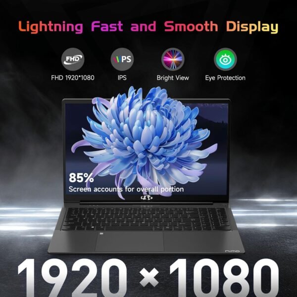 NIMO 15.6" IPS FHD-Student-Laptop, Intel Pentium Quad Core N100(Beat to i3-1115G4 Up to 3.4GHz) Computer with Backlit Keyboard Fingerprint 16GB RAM 256GB SSD WiFi 6 Win 11 Gray