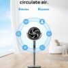 Dreo Fan For Bedroom, Standing Fan for Home, 120°+105° Smart Oscillating Pedestal Fans with Wi-Fi/Voice Control, 100ft Quiet Circulator Fan, DC Motor, 6 Modes, 8 Speeds, 37-43'' Adjustable Height