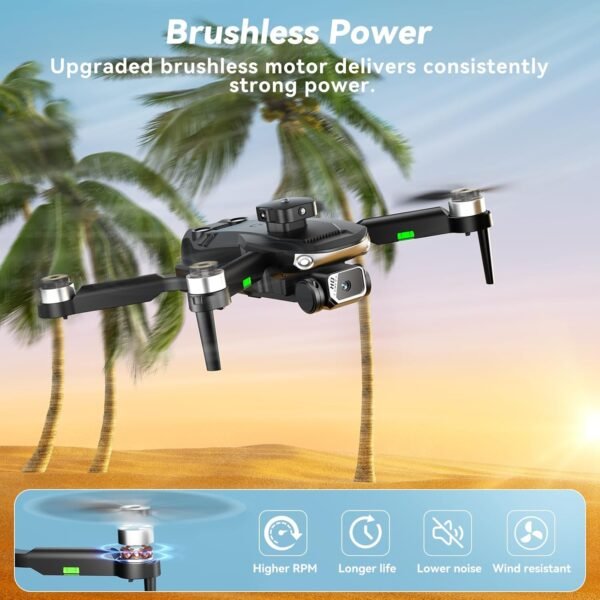 S165max Drones with 1080P HD Camera for Adults Brushless Motor Drone with Propeller Guards, 3 Batteries, FPV Foldable Drone with One Button Take Off/Landing, Toys Drone for Boys Beginners