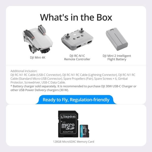 DJI Mini 4K Drone with 4K UHD Camera with 64GB MicroSDXC Memory Card Bundle