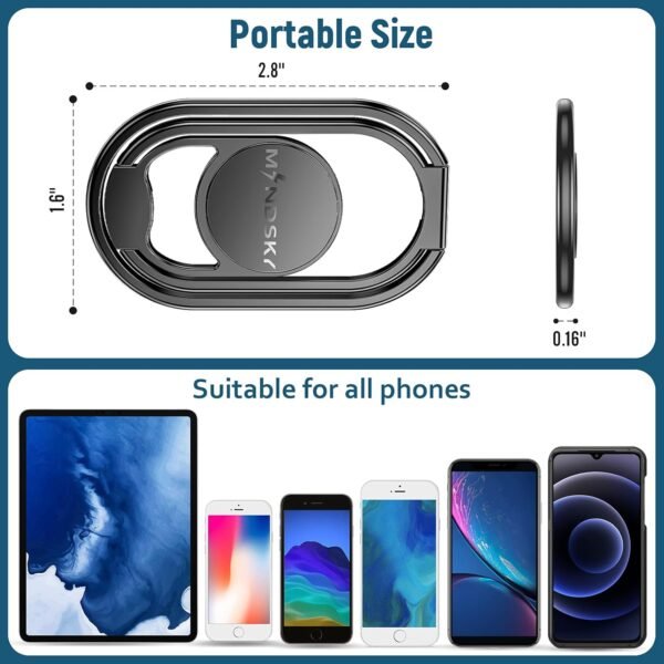 71ibwf2HaHL._AC_SL1500_.jpg Phone Ring Holder-with Car Magnetic Phone Mount Metal Phone Ring Finger Kickstand Black Cell Phone Grip Compatible with iPhone iPad Smartphones Tablets