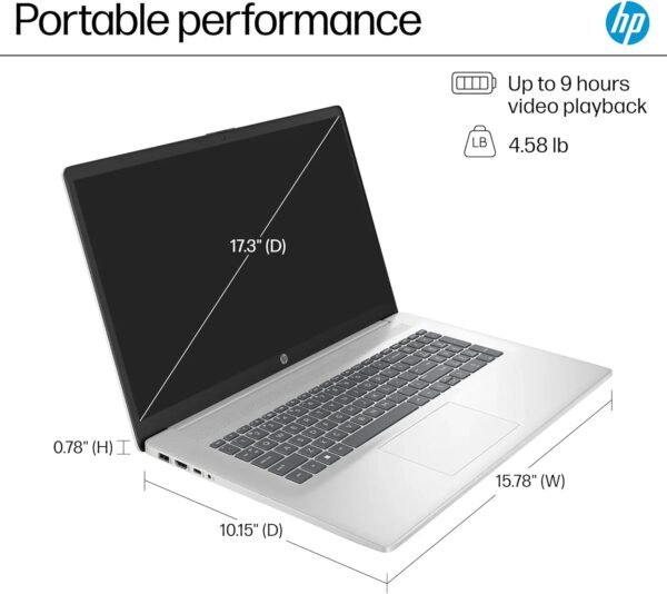 HP 17.3" FHD Business Laptop, 32GB RAM 1.5TB Storage (1TB SSD+512GB Docking Station Set), 6-Cores AMD Ryzen 5, Windows 11 Pro with Microsoft Office Home & Business Included, PLUSERA Earphones, Silver