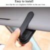 KIWEN 2 Packs Sunglasses Holders for Car Visor, Magnetic Leather Glasses Eyeglass Clip for Car, Ticket Card Clip Sunglasses Mount, Car Visor Accessories Gadgets (2, Black)