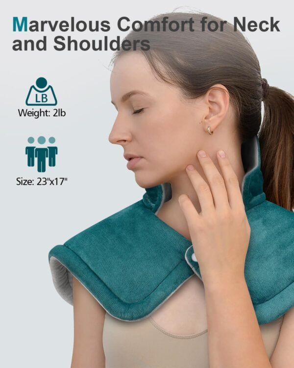 Heating Pad for Neck and Shoulder Pain Relief, Gifts for Women Her Mom Men Him Dad, Weighted Heated Wrap for Back, 6 Heat Settings 2 Hours Auto Shut Off, Anniversary Birthday Gifts, 17x23inch, Blue