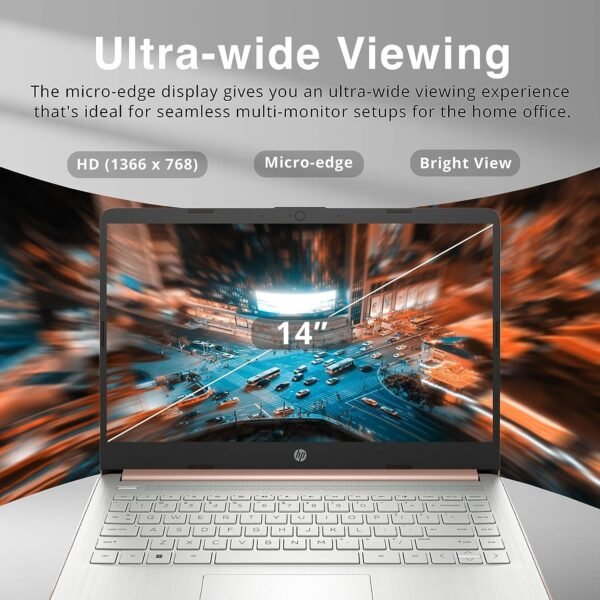 HP-Laptops 14inch-Rose Gold Windows 11-32GB RAM - 192GB Storage - Microsoft 365 - Quad-core Intel Celeron N4120 - USB Type-C - SD Card Reader - 13Hours Battery Life - Wireless-AC - HDMI