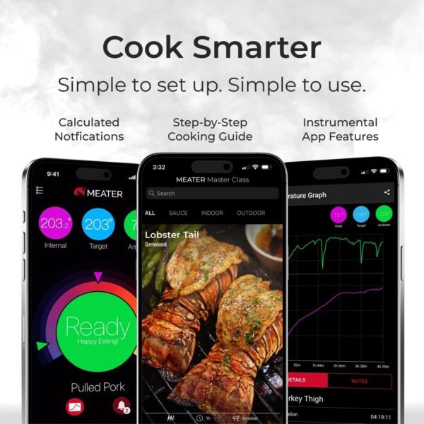 MEATER Plus: Smart Bluetooth Wireless Meat Thermometer Digital | BBQ, Grill, Oven, Smoker, Air Fryer, Kitchen | Perfect for Steak, Chicken, Turkey, and More | Delicous Recipes in App